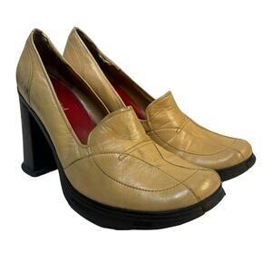 Y2k loafer heels witchy sz 10 yellow chunky